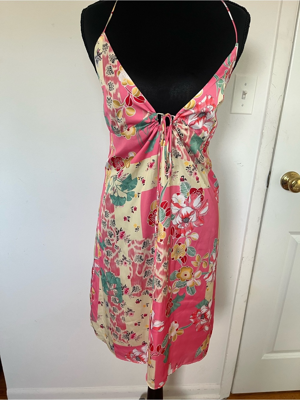NWT Zara Pink Floral Patchwork Cutout Midi Dress XXL